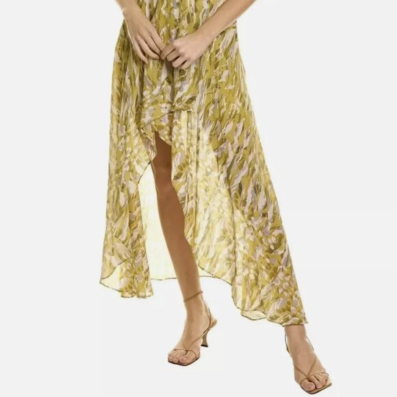 Allsaints Slvina Oniyuri Skirt Hi Low Yellow Midi Chiffon - used - COMING SOON - Picture 1 of 1